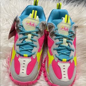 Fila Kids' Pink and Yellow Sneakers